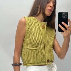 Zara Chunky Knit Top in Pistachio Ref 5802/112